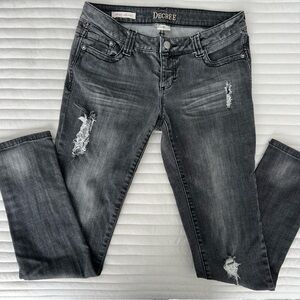 Y2K Decree Black Distressed Skinny Jeans/ Grunge Washed Denim/ Size 9